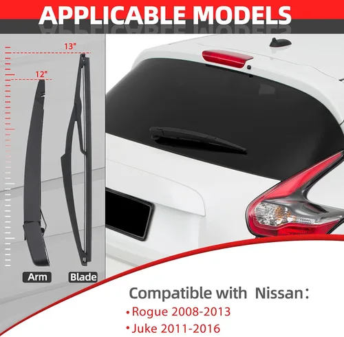 Miniatura 4 de Juego de brazo y escobilla del limpiaparabrisas trasero - Repuesto para Nissan Rogue 2008-2013, Nissan Juke 2011-2016 OE:28780-JM00A