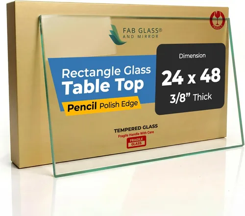 Mantel rectangular transparente de vidrio templado de 24 x 48 pulgadas, borde pulido de lápiz de 3/8 pulgadas de grosor, resistente a los arañazos,