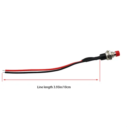 Miniatura 2 de 6PCS Momentary Mini Interruptor de Botón Botón Auto Restablecimiento Pulgadas Botón de Interruptor Sin Bloqueo, Rojo (con Cable 3.9 in)