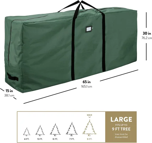 Miniatura 6 de Bolsa de alta calidad para guardar el árbol de Navidad, para árboles artificiales desarmados de hasta 9 pies de alto, tiene asas duraderas y un Verde