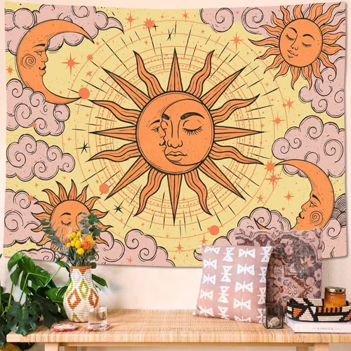 Miniatura 13 de Kanuyee Tapiz Floral de Luna Tapiz de Flores para Dormitorio Tapices Bohemios para Colgar en la Pared Estético para Dormitorio y Sala de Estar Luna