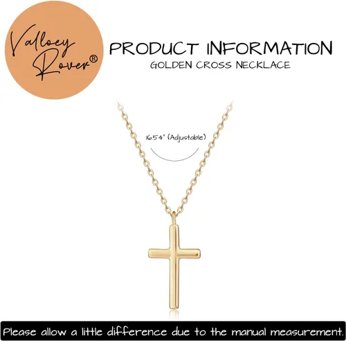 Miniatura 6 de Valloey Rover Collar de cruz de oro para mujer, collar de cadena chapado en oro de 14 quilates, collar con dije de cruz de oro, collar simple