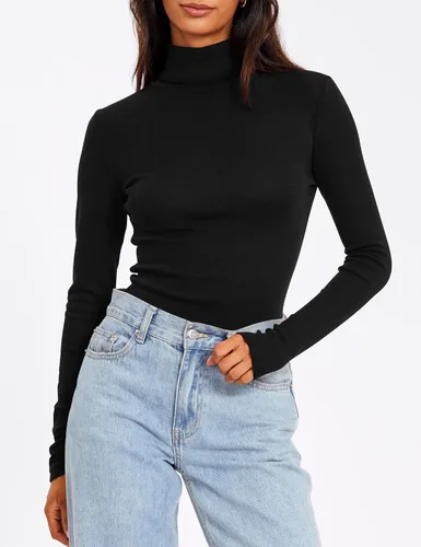 Miniatura 2 de SUNBS Camisas de manga larga de cuello alto para mujer, 3 piezas, cuello alto, moda de otoño, 2023, ajuste delgado, ropa interior térmica de invierno