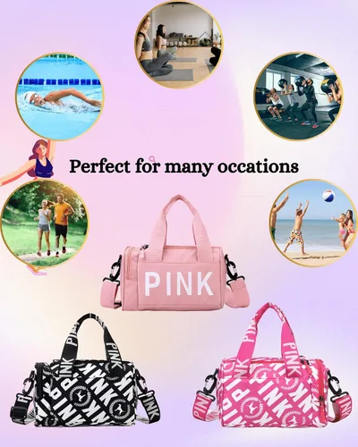 Miniatura 4 de Bolsa de gimnasio pequeña estética, bonita bolsa de lona con asa, bolsa de viaje para el hombro, bolsa cruzada resistente para deportes de natación