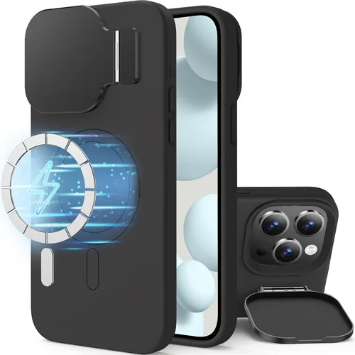Miniatura 23 de Silverback Funda para iPhone 14 Pro Max con funda para cámara, compatible con MagSafe, con soporte integrado, funda magnética translúcida mate a