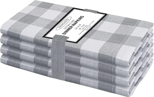 Miniatura 13 de Cotton Clinic Servilletas de tela 100% algodón, grandes, 20 x 20 pulgadas, juego de 4 servilletas de mesa a cuadros a cuadros – Servilletas de mesa