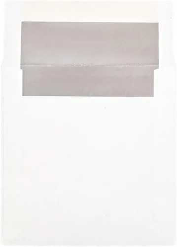 Miniatura 12 de JAM PAPER Sobres de invitación forrados de papel de aluminio de 3 7/8 x 8 1/8, color blanco con lámina dorada, paquete de 50 unidades Papel dorado