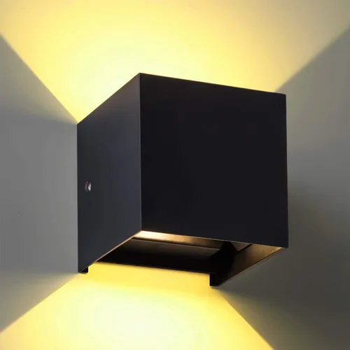 Miniatura 11 de Aplique de Pared de Aluminio Impermeable LED, 100-277V 3000K Aplique de Pared Cuadrado al Aire Libre Luz Cálida 2 LEDs Luz de Pared Exterior Negra