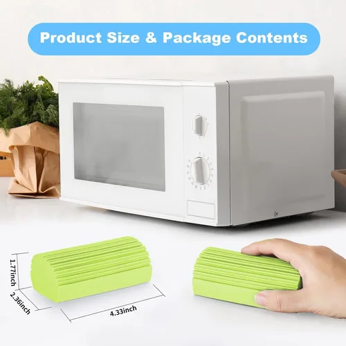 Miniatura 6 de Paquete de 4 Esponjas Limpiadoras Húmedas, Borrador de Esponja Mágica para Limpieza del Hogar, Plumeros Reutilizables Suministros de Limpieza