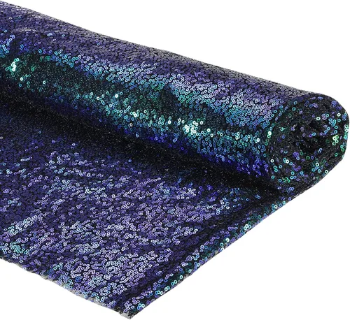 Miniatura 14 de PATIKIL Tela de lentejuelas negra, 4 yardas de longitud 4.9 pies de ancho, tela de malla con lentejuelas con purpurina completa para coser