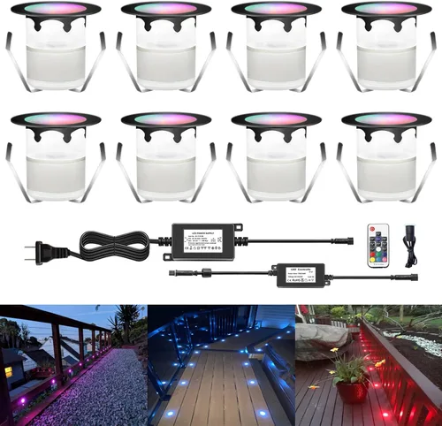 Miniatura 12 de Luces LED para terraza al aire libre con fotocélula blanca cálida Φ1.18 pulgadas, bajo voltaje, 12 V CC, IP67, impermeable, eléctrica, con cable