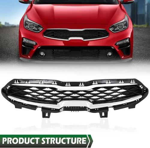 Miniatura 9 de GRAND ORANGE Parrilla superior delantera con ribete cromado compatible con Kia Forte 2019 2020 86350M7010 86350M6000