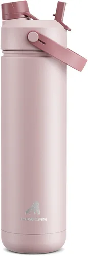 Miniatura 12 de POWCAN - Botella de agua térmica 2 en 1, sorbete y tapa con boquilla, antifugas, acero inoxidable sin BPA, apta portavasos automóvil, bebida fría 24