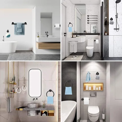 Miniatura 3 de Cilee Toallero de baño negro mate, 24 pulgadas, toallero doble de 24 pulgadas, soporte para toallas de baño, soporte para toallas de baño, montaje
