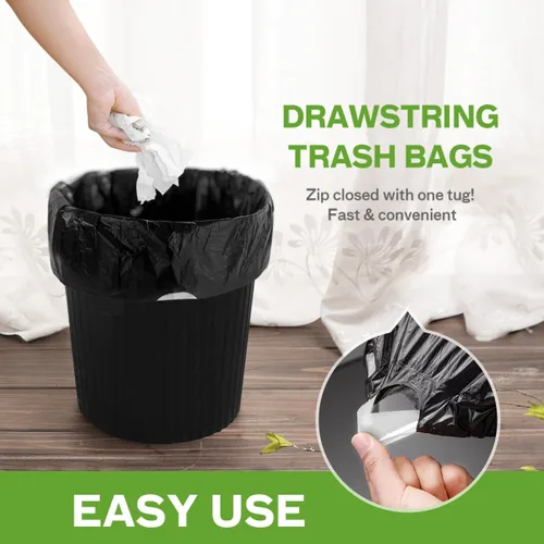 Miniatura 18 de Bolsas de basura de 7 galones, 100 unidades, bolsas de basura con cordón resistentes de Teivio, bolsas para papeleras de baño, bolsas de plástico