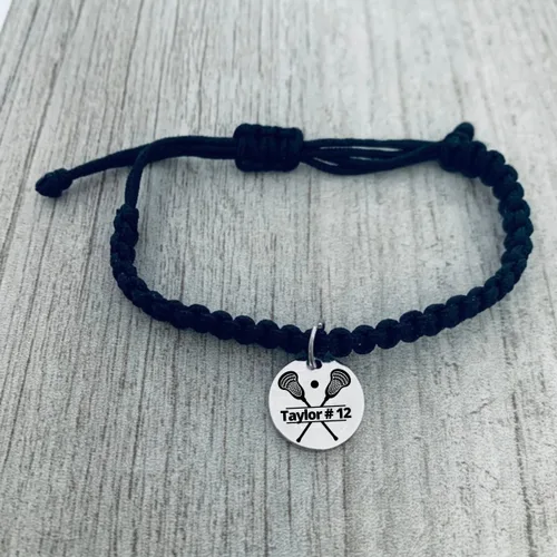 Miniatura 2 de Personalized Lacrosse Gift, Engraved Lacrosse Stick Adjustable Rope Bracelet, Lacrosse Jewelry, Lacrosse Player Gift Lacrosse Team Gift