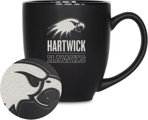 Miniatura 321 de Rico Industries - Taza de cerámica mate negra con grabado láser estándar de 15oz para NCAA (escuelas T & U) - Para bebidas calientes o frías