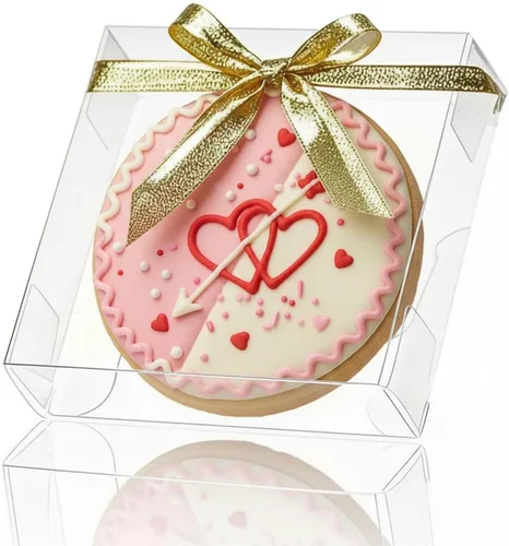 TEMLQPACK Paquete de 50 Cajas Transparentes para Galletas Individuales de 4x4x1.2 pulgadas con Ventana Completa, Cajas Pequeñas de Plástico para