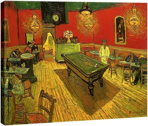 Wieco Art The Night Cafe in the Place Lamartine in Arles - Lienzo clásico de Van Gogh, famosas pinturas al óleo abstractas, reproducción de obras de