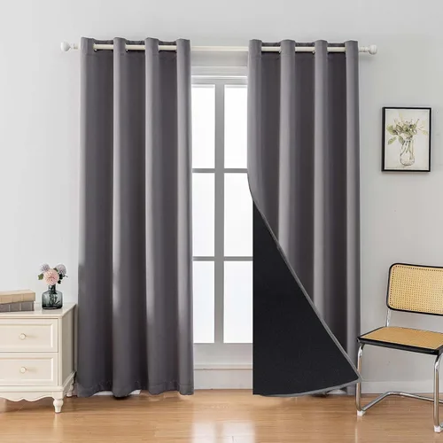 Miniatura 28 de Anytime Juego de 2 paneles de cortinas 100% opacas, con aislamiento térmico para dormitorio, paneles de sombreado completo