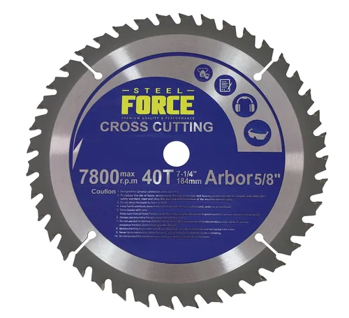 Steel Force WC7224 7-1/4 pulgadas 40T con eje de 5/8 pulgadas TCT hoja de sierra circular para corte de madera (40T)