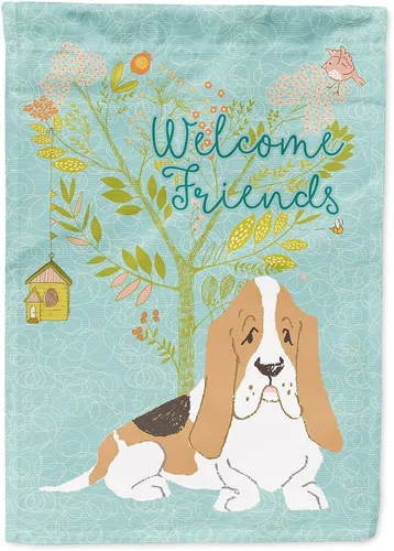 Miniatura 26 de Caroline's Treasures BB7594GF Bandera de jardín de Husky siberiano con texto en inglés "Welcome Friends" - Bandera decorativa para patio exterior