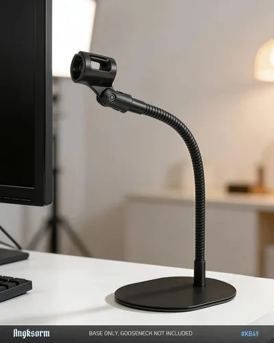 Miniatura 6 de Base universal para micrófono, soporte de escritorio elíptico de metal resistente con rosca de 5/8"-27, adaptadores de 1/4" y 3/8", compatible
