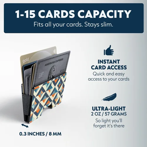 Miniatura 88 de Cartera de aluminio impresa 2.5D para hombres: clip delgado para dinero y tarjetero con barniz selectivo táctil. Bloqueo RFID mejorado, compacto