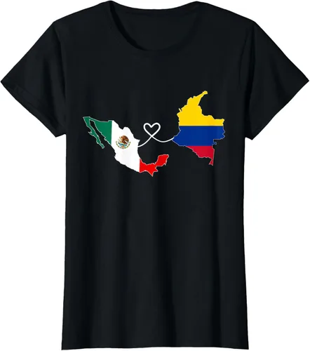 Miniatura 43 de Camiseta Half Colombian Half Mexican Flag Map DNA Mexico Colombia