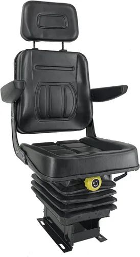 Miniatura 11 de Asiento universal para carretilla elevadora para cortacésped de jardín, asiento de suspensión plegable estilo Komatsu con respaldo ajustable, pista