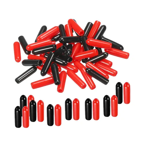 Miniatura 39 de MECCANIXITY 50 unids tapas de goma Surtido de 0.079 in PVC vinilo tornillo rosca protector para tornillo tornillo negro rojo