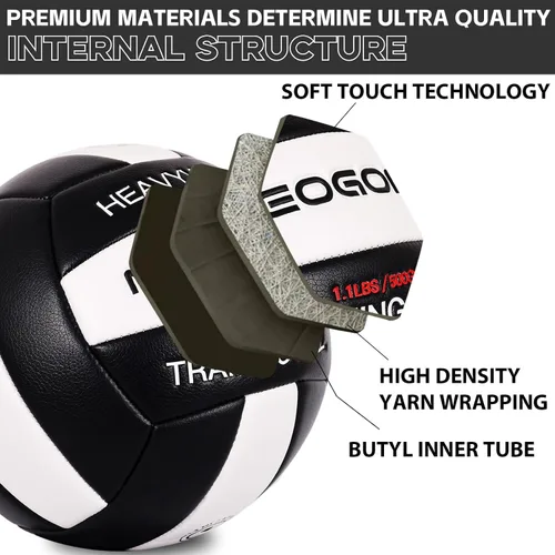Miniatura 7 de Balón de voleibol pesado de 1.1 libras para colocadores, entrenador de saque, equipo de entrenamiento de voleibol pesado para colocadores, tamaño 5