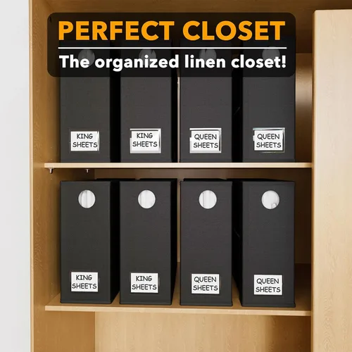 Miniatura 5 de SpaceAid Paquete de 8 Organizadores y Almacenamiento de Sábanas de Cama, Organizador de Sábanas Plegable para Armario de Ropa Blanca, Carpeta Negro