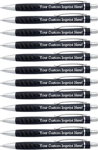 Miniatura 9 de ExpressDesigns™ - Su nombre o huella en nuestro bolígrafo Addison impreso personalizado - Agarre de goma para escribir comodidad y control, tinta
