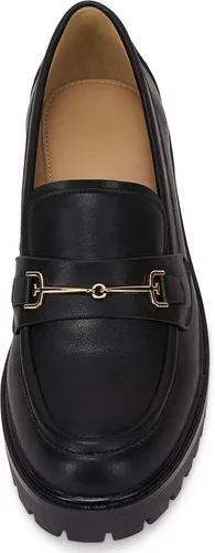Miniatura 4 de VETASTE Mocasines clásicos de tacón grueso con plataforma y suela de lengüeta para mujer, con puntera redonda, zapatos Oxford con cadena de metal