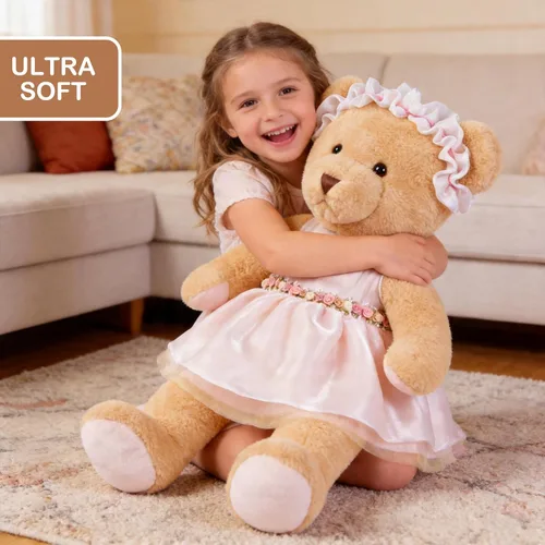 Miniatura 4 de Oso de peluche grande con ropa, juguete de peluche grande de 27 pulgadas con vestido, regalo gigante suave para bebés, niños, niñas, novia