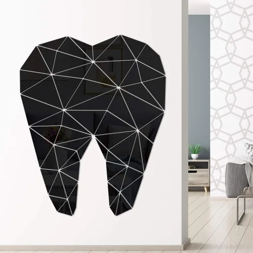 The Geeky Days Pegatinas de pared con espejo acrílico en forma de diente para el cuidado dental, clínica dental, estomatología, arte de pared 3D,