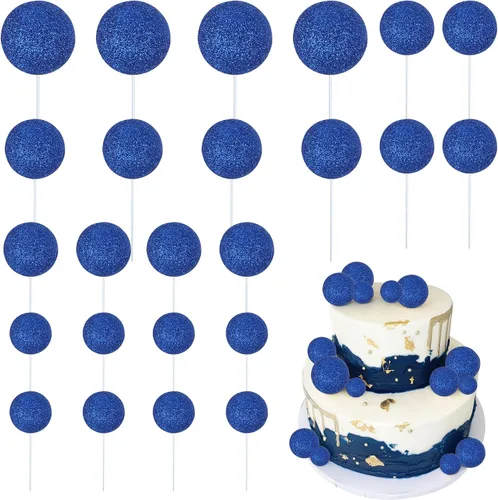 Miniatura 27 de 24 piezas de adornos para pastel con bolas, adornos para cupcakes, bolas de espuma con forma de pastel, púas de pastel con forma de bola, globos