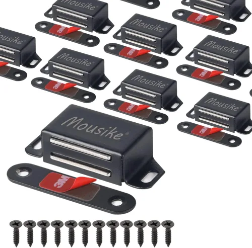 Miniatura 11 de Mousike Imanes para gabinete de 30 libras de color negro con fuerte imán para cocina, armario, armario, puerta, cajón, pestillo paquete de 4