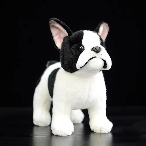 Miniatura 9 de Juguete de peluche de bulldog negro, realista de 13 pulgadas, animal de peluche de perro Bulldog negro, lindo juguete de peluche para cachorros