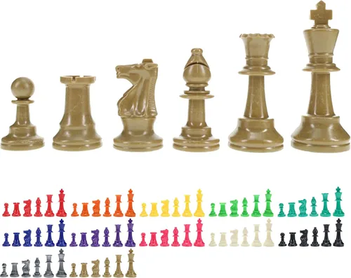 Miniatura 11 de WE Games - Piezas de ajedrez Staunton de plástico brillante en color con rey de 3.75 pulgadas - Juego de ajedrez de mitad de piezas solamente