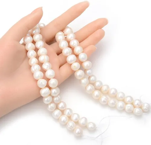 Miniatura 2 de Adabele Perlas sueltas redondas de agua dulce de 14 pulgadas de patata natural real de 11 a 0.472 in para fabricación de manualidades de joyería