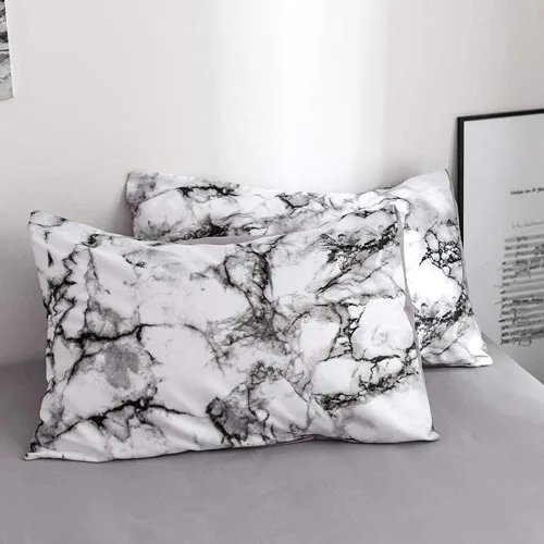 Miniatura 8 de Juego de 3 piezas de ropa de cama de mármol, funda de edredón de poliéster, juego de funda de edredón para el hogar, dormitorio, hotel, tamaño doble