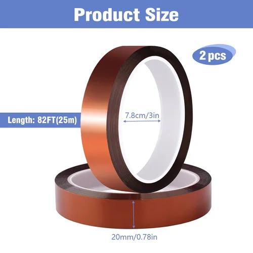 Miniatura 2 de 2 rollos de 20mm×25m (82 pies) Cinta de transferencia de calor Cinta resistente al calor Cinta de sublimación, Cinta de calor para sublimación