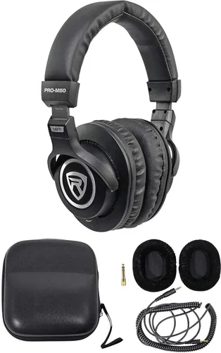 Miniatura 4 de Rockville PRO-M50 - Auriculares de estudio con cable de bobina desmontable, estuche+almohadilla extra para los oídos, plata, mediam