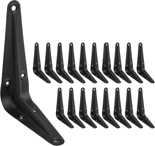 Paquete de 20 soportes flotantes de metal negro resistente de 4 x 3 pulgadas, soporte en L, soporte de esquina para montaje en pared, capacidad de