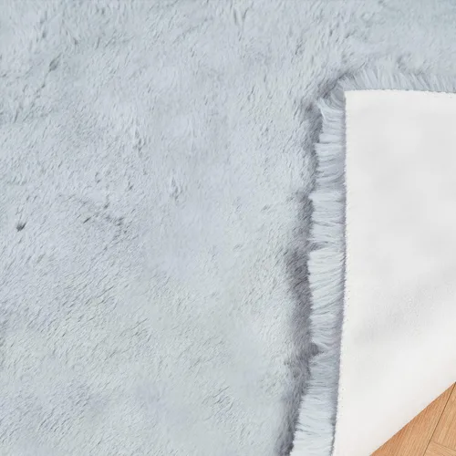 Miniatura 7 de Ghouse Alfombra gris de piel de conejo sintética de 5 x 7 pulgadas, lavable a máquina, alfombras para dormitorio, alfombras esponjosas para sala