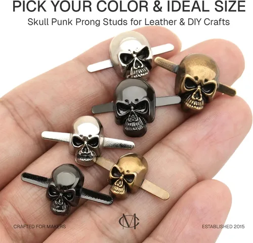Miniatura 5 de CRAFTMEMORE Paquete de 10 adornos de piel con forma de calavera y forma gótica de hueso (pequeño, 0.315 x 0.551 in, plateado)