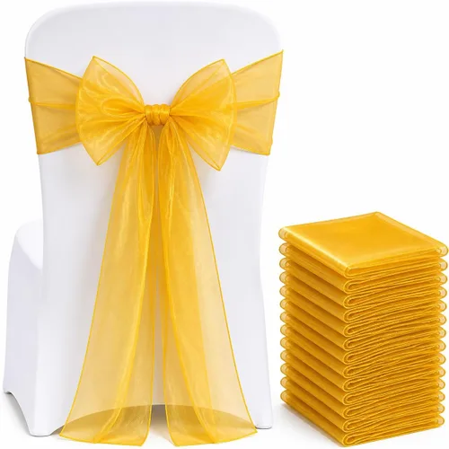 Miniatura 10 de Bandas de organza para decoración de lazos para silla, lazos para boda, recepción, eventos, decoración de banquetes, (paquete de 25, verde cazador)