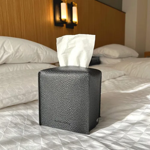 Miniatura 4 de Gashina Story Funda para caja de pañuelos que no se cae, soporte Kleenex de piel sintética de alta calidad, organizador decorativo cuadrado de 5 x 5